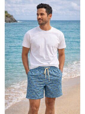 Bonobos Swim Trunks XL Blue Turtle Print 7 Inseam Lined Beach Shorts